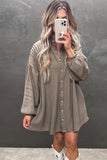 Waffle Knit Shirt Tunic Dress