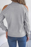 Cutout Shoulder Cable Knit Sweater