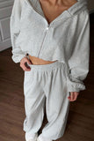 Casual Zip-Up Hoodie and Pants Set