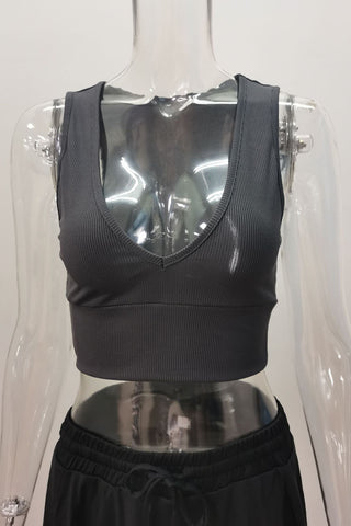V-Neck Ribbed Tank Top