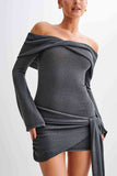 Off-Shoulder Knotted Casual Dress