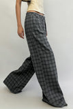 Wide-Leg Plaid Casual Pants