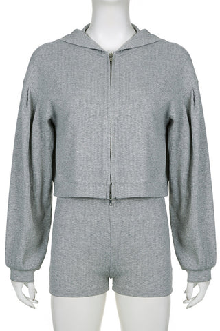 Hooded Zip Jacket Tank and Shorts Set