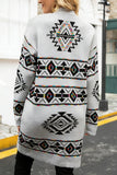 Geometric Pattern Open-Front Cardigan