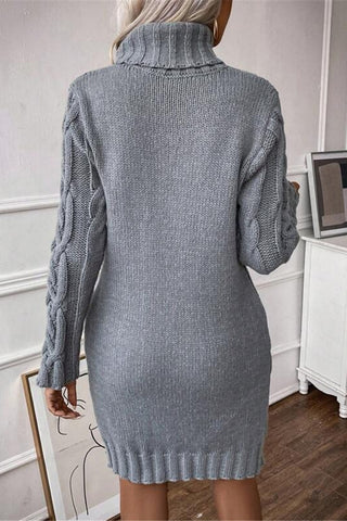 Cozy Cable Knit Turtleneck Dress