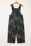 Leopard Print Button Strap Cropped Overalls