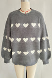 Cozy Heart Pattern Knit Sweater