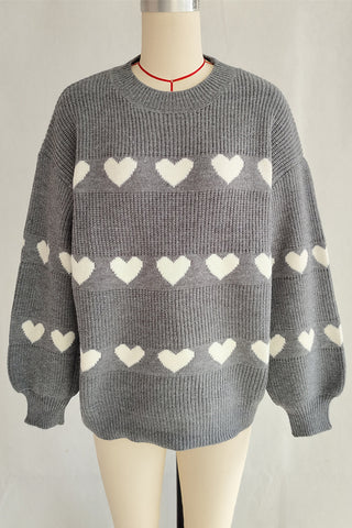 Cozy Heart Pattern Knit Sweater