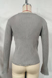 Button-Front Ribbed Cardigan