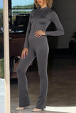 Stylish Long-Sleeve Zip Jumpsuit