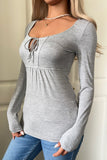 Tie-Front Long Sleeve T-Shirt