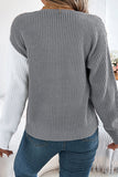 Button-Front Two-Tone Sweater