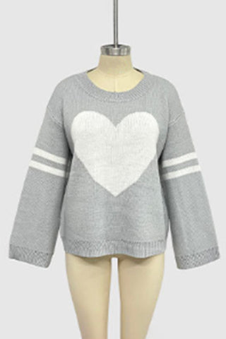 Heart Pattern Oversized Sweater