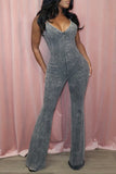 V-Neck Fit and Flare Jumpsuit