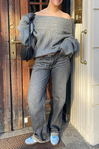 Off-Shoulder Ribbed Sweater