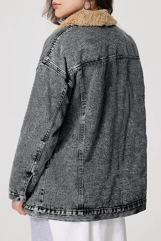 Casual Faux Shearling Lined Denim Jacket
