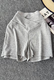 V-Waist Slim Brown High-Waist Shorts