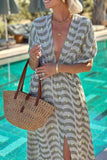 V-Neck Striped Maxi Dress