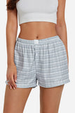 Button-Front Gingham Casual Shorts
