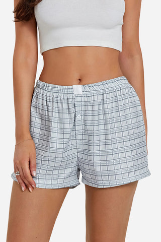 Button-Front Gingham Casual Shorts