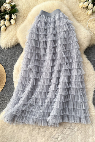 Layered Ruffle Maxi Skirt