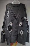 Sequin Embellished Button-Front Cardigan