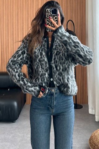 Chic Leopard Print Cardigan