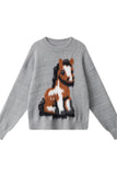 Playful Horse Pattern Sweater