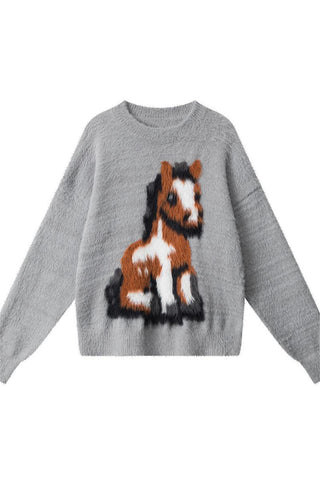 Playful Horse Pattern Sweater