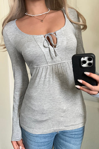 Tie-Front Long Sleeve T-Shirt