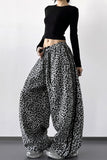 Wild Print Wide-Leg Casual Pants