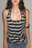 Striped Button-Accent Tank Top