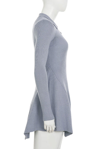 Button-Up Knit Flare Dress