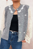 Lace-Sleeve Embellished Cardigan