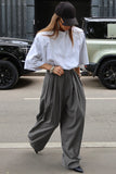 Pleated Wide-Leg Casual Pants