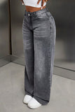 High-Waisted Wide Leg Denim Trousers