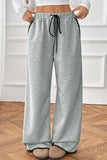 Wide-Leg Drawstring Casual Pants