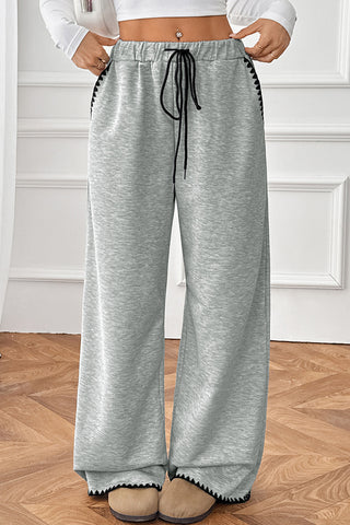 Wide-Leg Drawstring Casual Pants
