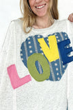 Oversized Appliqué Sweatshirt with Love Motif