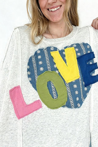 Oversized Appliqué Sweatshirt with Love Motif