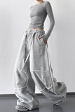 Wide-Leg Drawstring Casual Pants