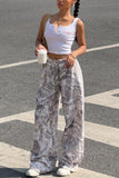 Wide-Leg Printed Casual Pants