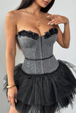 Floral Embellished Bustier Top