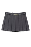 Pleated Mini Skirt with Belt Accent