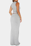 Sleeveless Crop Top and Maxi Skirt Set
