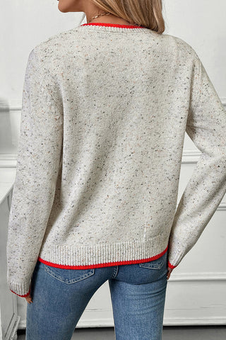 Contrast Trim Button-Up Cardigan