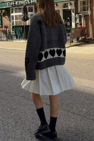 Trendy Graphic Button Cardigan