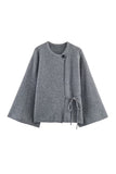 Asymmetrical Tie-Front Cape Jacket