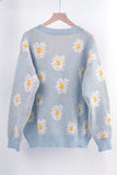 Button-Front Floral Cardigan