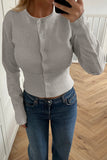 Chic Ribbed Cardigan with Long Sleeves